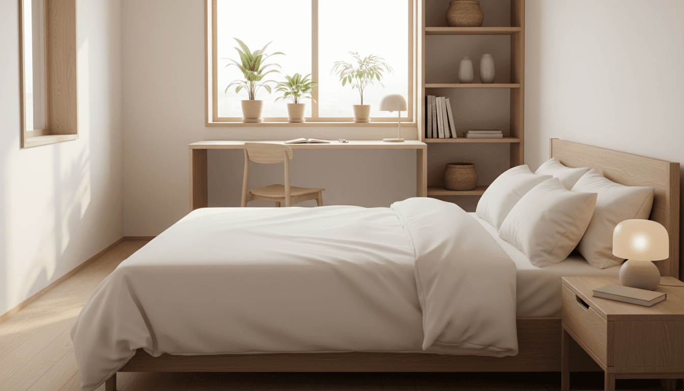 Clean, bright residential room with natural light and modern furnishings in a welcoming PG setting