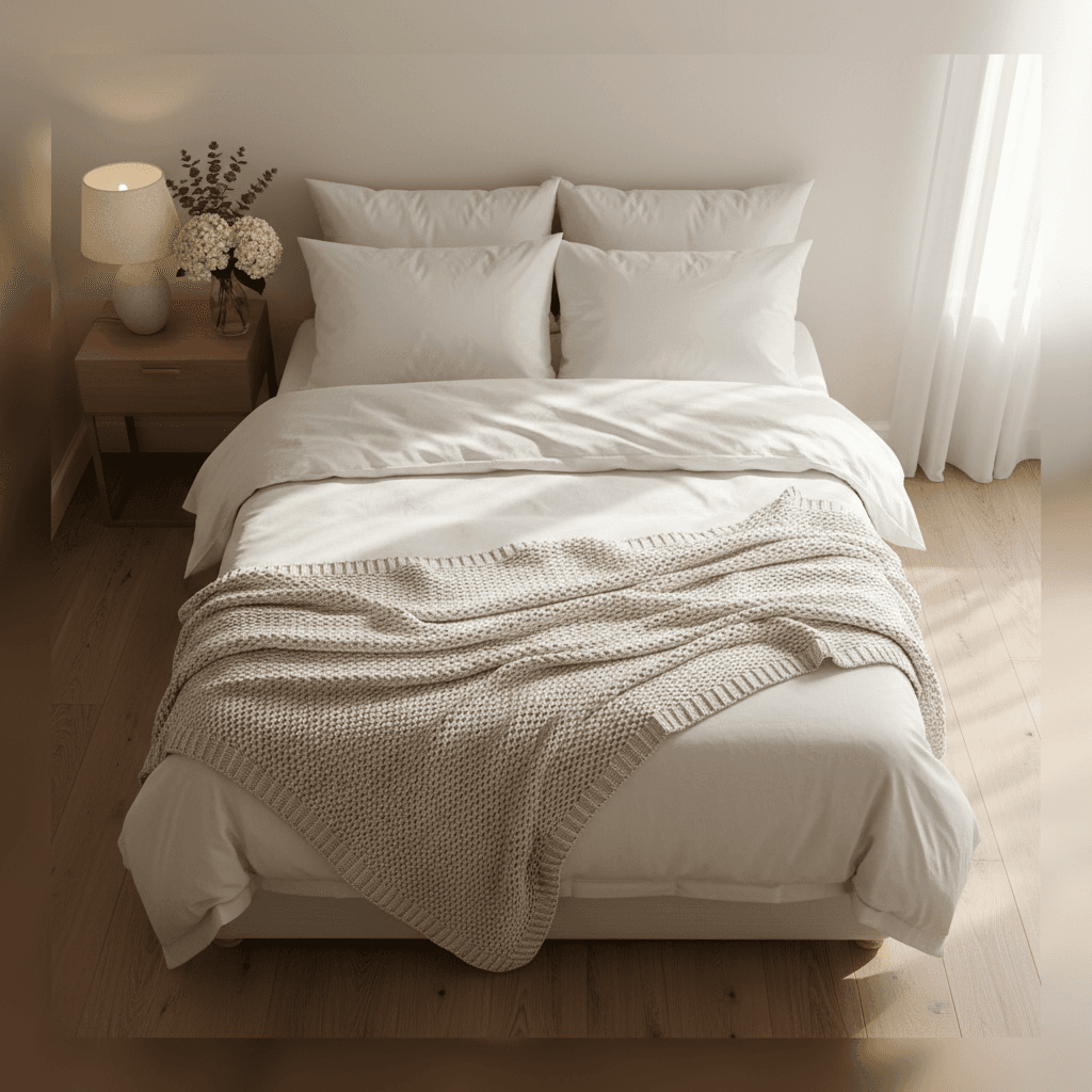 Furnished bedroom with bed, study desk, and modern amenities